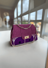 Sac à main artisanal en tissu Wax violet et toile